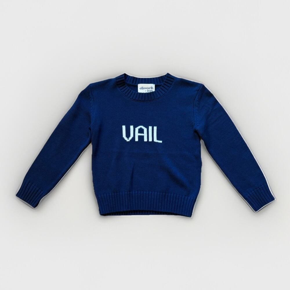 Ellsworth & Ivey Vail Crew Neck Sweater Navy Cotton Blend Girls Boys Size 4T